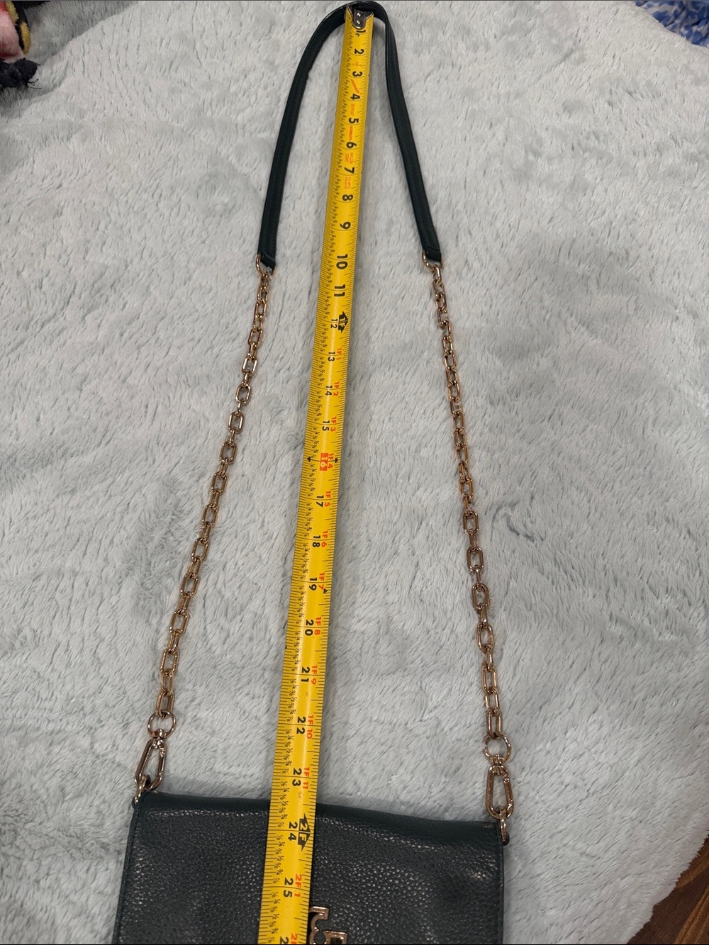 Tory Burch Green Pebbled Leather Chain Crossbody with Gold Logo - Picture 10 of 11